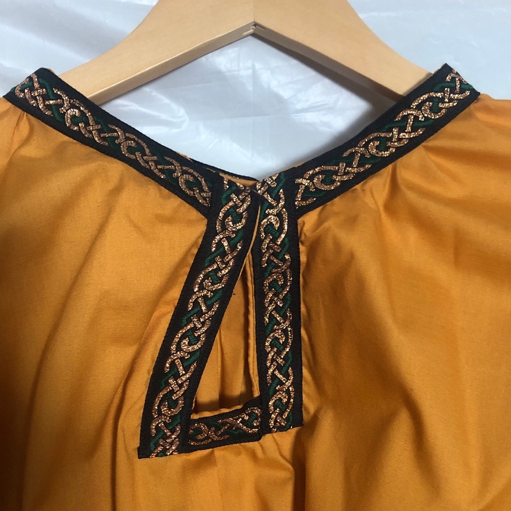 Gothic gown gold cotton with embellished collar and wrists; custom Museum Reprod - Picture 5 of 10